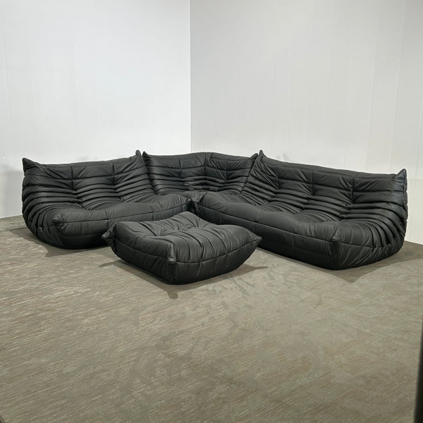 Ligne Roset by Michel Ducaroy Black Leather Togo Sofa, Set of Five @ REHAUS