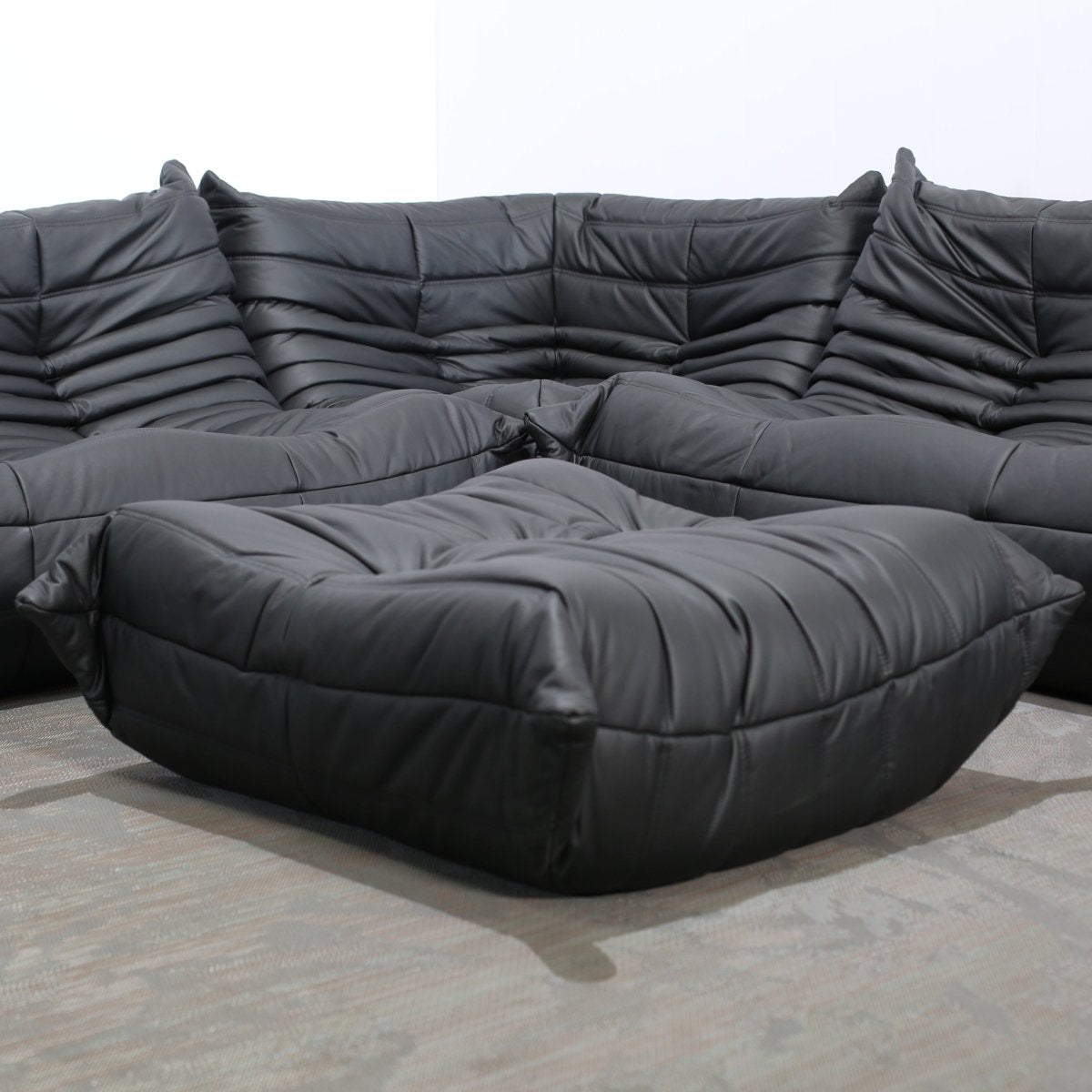Ligne Roset by Michel Ducaroy Black Leather Togo Sofa, Set of Five @ REHAUS