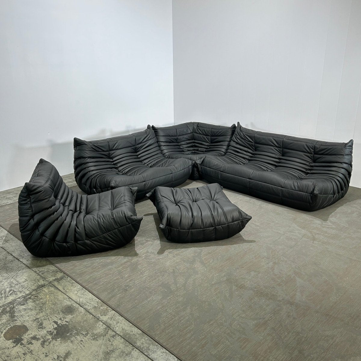 Ligne Roset by Michel Ducaroy Black Leather Togo Sofa, Set of Five @ REHAUS