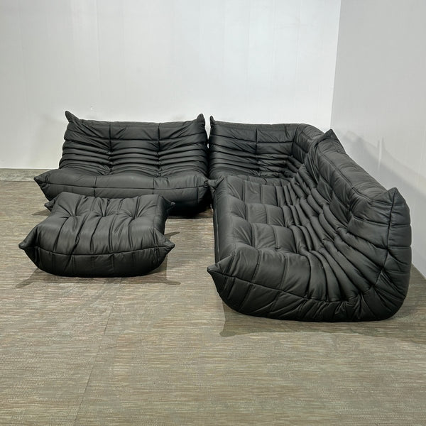 Ligne Roset by Michel Ducaroy Black Leather Togo Sofa, Set of Five @ REHAUS