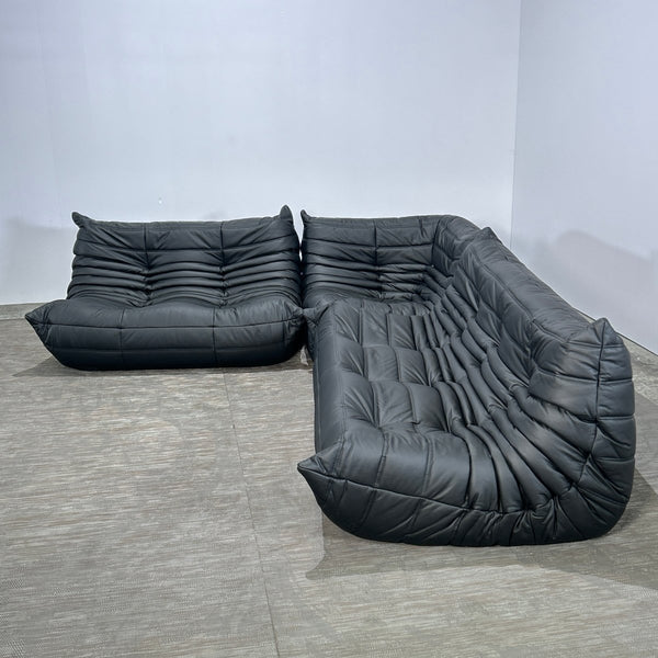 Ligne Roset by Michel Ducaroy Black Leather Togo Sofa, Set of Three @ REHAUS