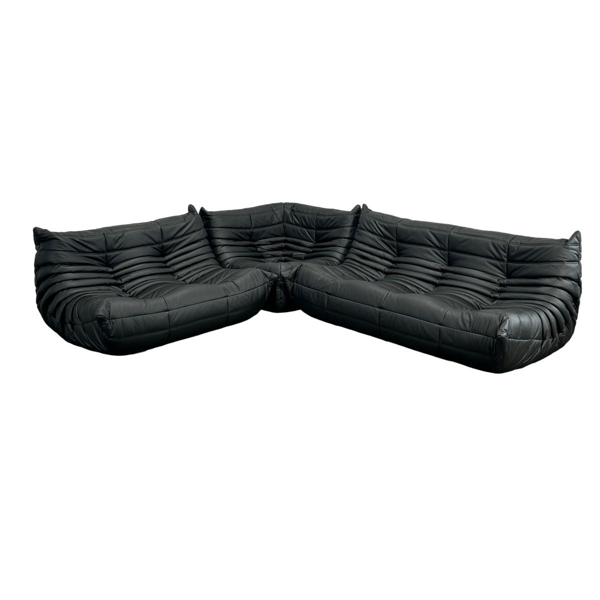 Ligne Roset by Michel Ducaroy Black Leather Togo Sofa, Set of Three @ REHAUS
