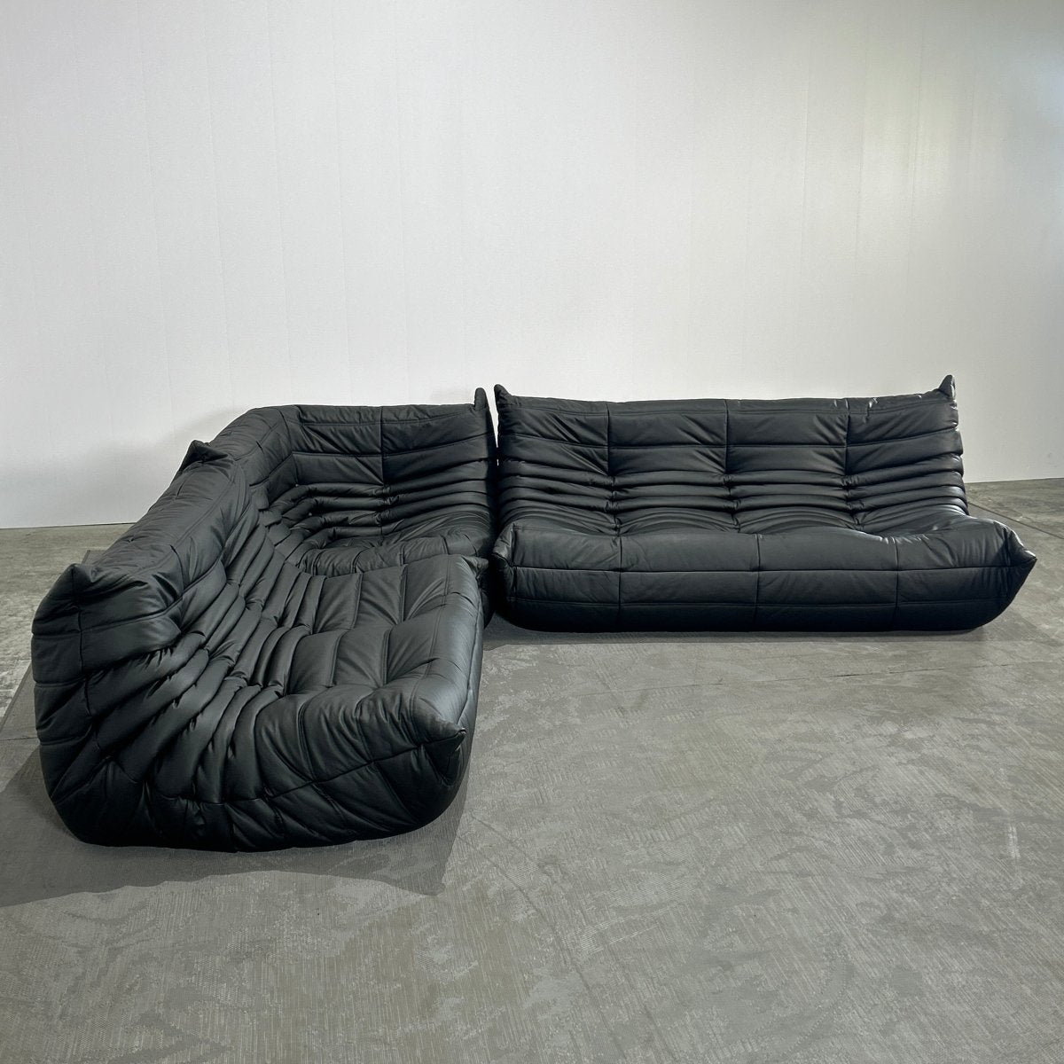 Ligne Roset by Michel Ducaroy Black Leather Togo Sofa, Set of Three @ REHAUS
