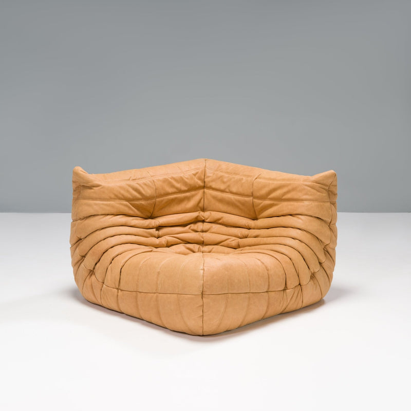 Ligne Roset by Michel Ducaroy Camel Brown Leather Togo, Set of Five - REHAUS - Michel Ducaroy