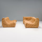 Ligne Roset by Michel Ducaroy Camel Brown Leather Togo, Set of Five - REHAUS - Michel Ducaroy