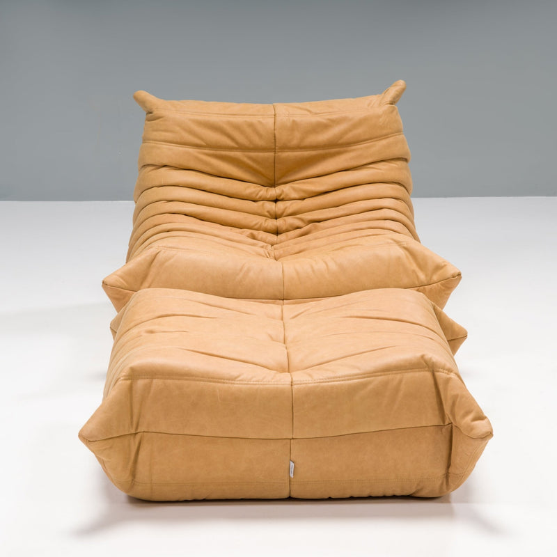 Ligne Roset by Michel Ducaroy Camel Brown Leather Togo, Set of Five - REHAUS - Michel Ducaroy