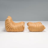 Ligne Roset by Michel Ducaroy Camel Brown Leather Togo, Set of Five - REHAUS - Michel Ducaroy