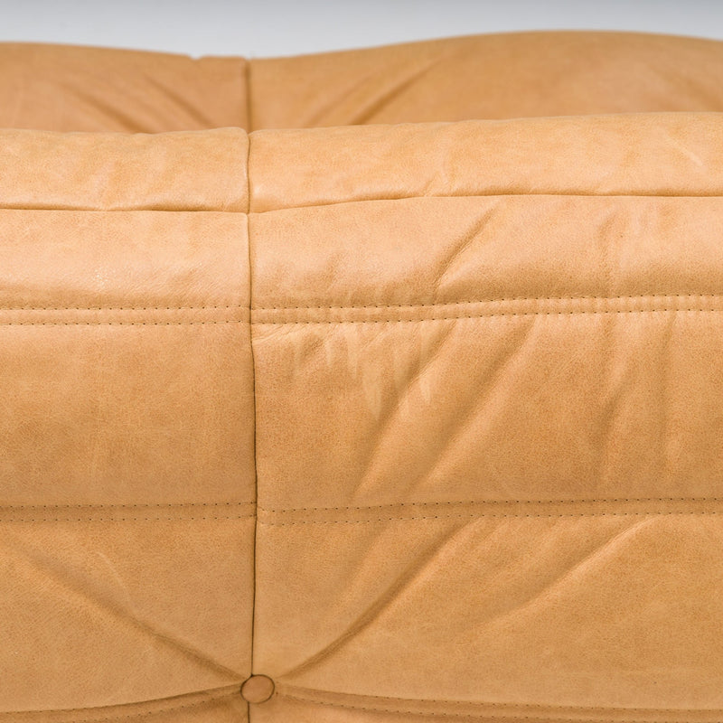 Ligne Roset by Michel Ducaroy Camel Brown Leather Togo, Set of Five - REHAUS - Michel Ducaroy