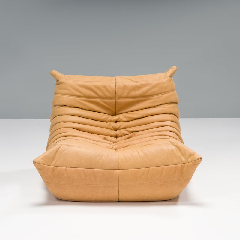 Ligne Roset by Michel Ducaroy Camel Brown Leather Togo, Set of Five - REHAUS - Michel Ducaroy