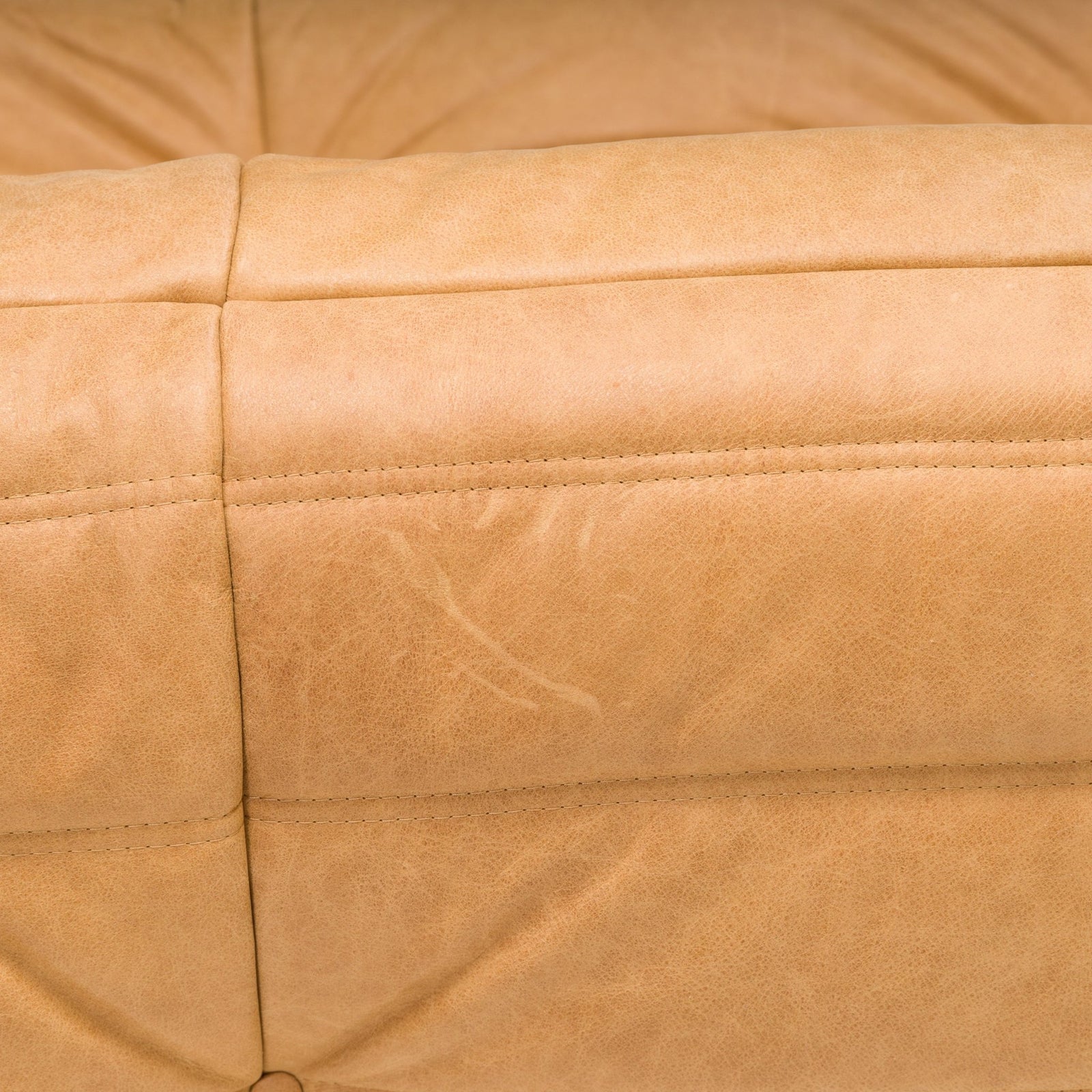 Ligne Roset by Michel Ducaroy Camel Brown Leather Togo, Set of Three - REHAUS - Michel Ducaroy