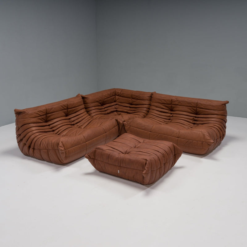 Ligne Roset by Michel Ducaroy Togo Brown Leather Sofa, Set of 4 - REHAUS - Michel Ducaroy