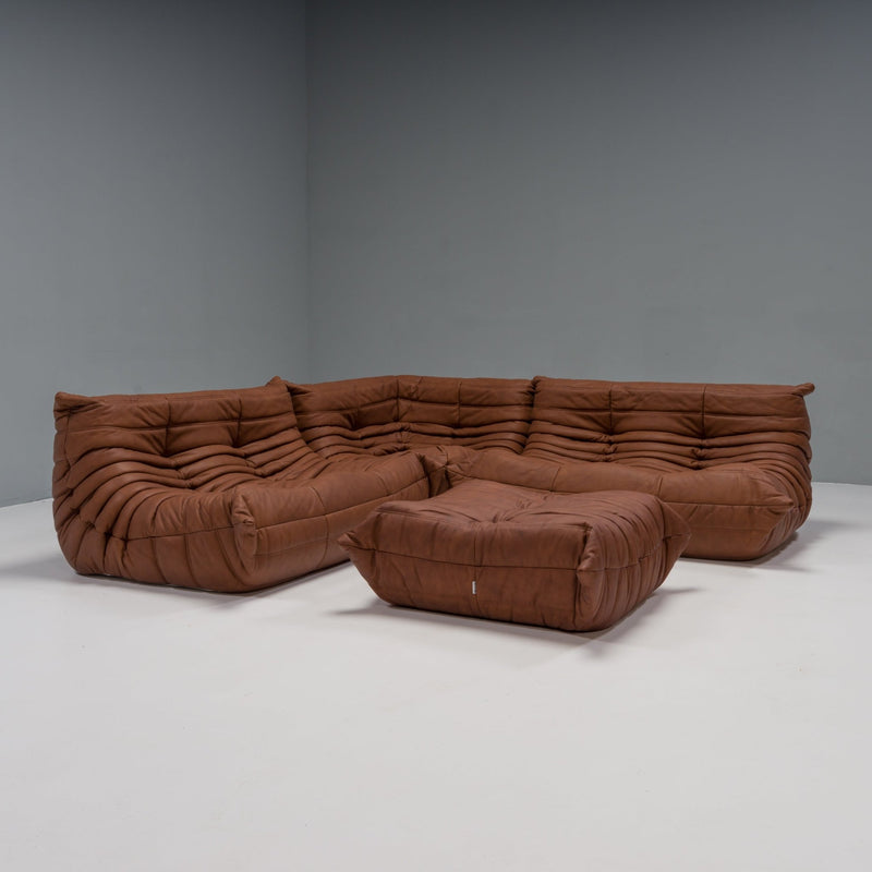 Ligne Roset by Michel Ducaroy Togo Brown Leather Sofa, Set of 4 - REHAUS - Michel Ducaroy