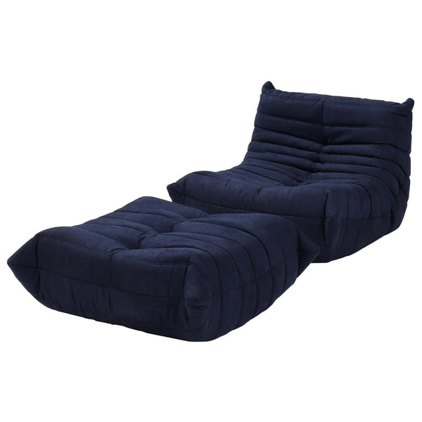 Ligne Roset by Michel Ducaroy Togo Dark Blue Armchair and Footstool, Set of 2 - REHAUS - Michel Ducaroy