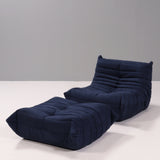 Ligne Roset by Michel Ducaroy Togo Dark Blue Armchair and Footstool, Set of 2 - REHAUS - Michel Ducaroy