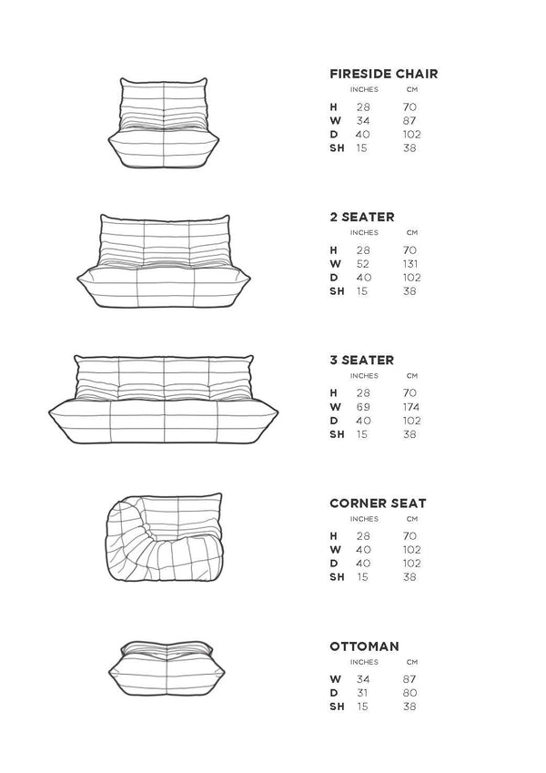 Ligne Roset by Michel Ducaroy Togo Orange Modular Sofa, Set of 5 - REHAUS - Michel Ducaroy