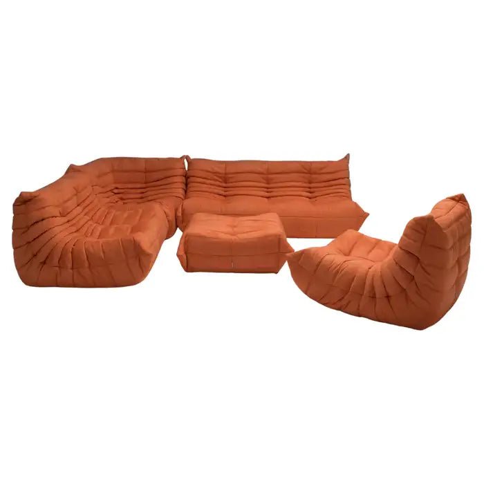 Ligne Roset by Michel Ducaroy Togo Orange Modular Sofa, Set of 5 - REHAUS - Michel Ducaroy