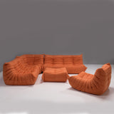 Ligne Roset by Michel Ducaroy Togo Orange Modular Sofa, Set of 5 - REHAUS - Michel Ducaroy