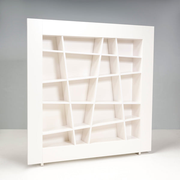 Ligne Roset By Peter Maly Lines Sloping Shelving Bookcase, White Glossy Lacquer - REHAUS - Peter Maly