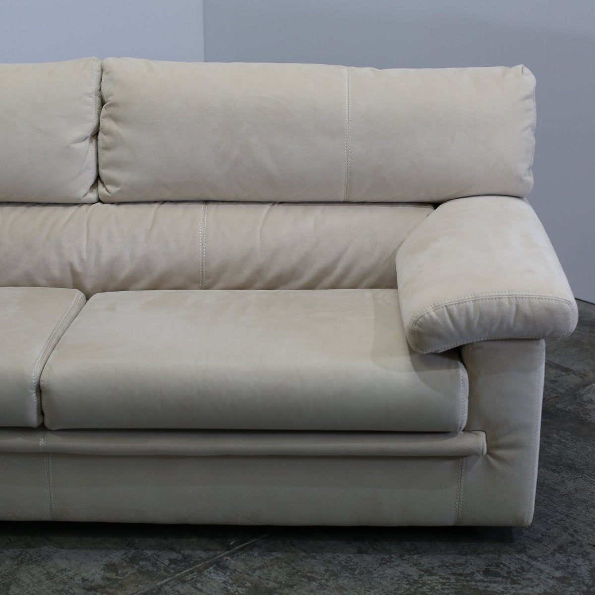 Ligne Roset Cream Suede Three Seater Pallas Sofa by Claude Brisson @ REHAUS
