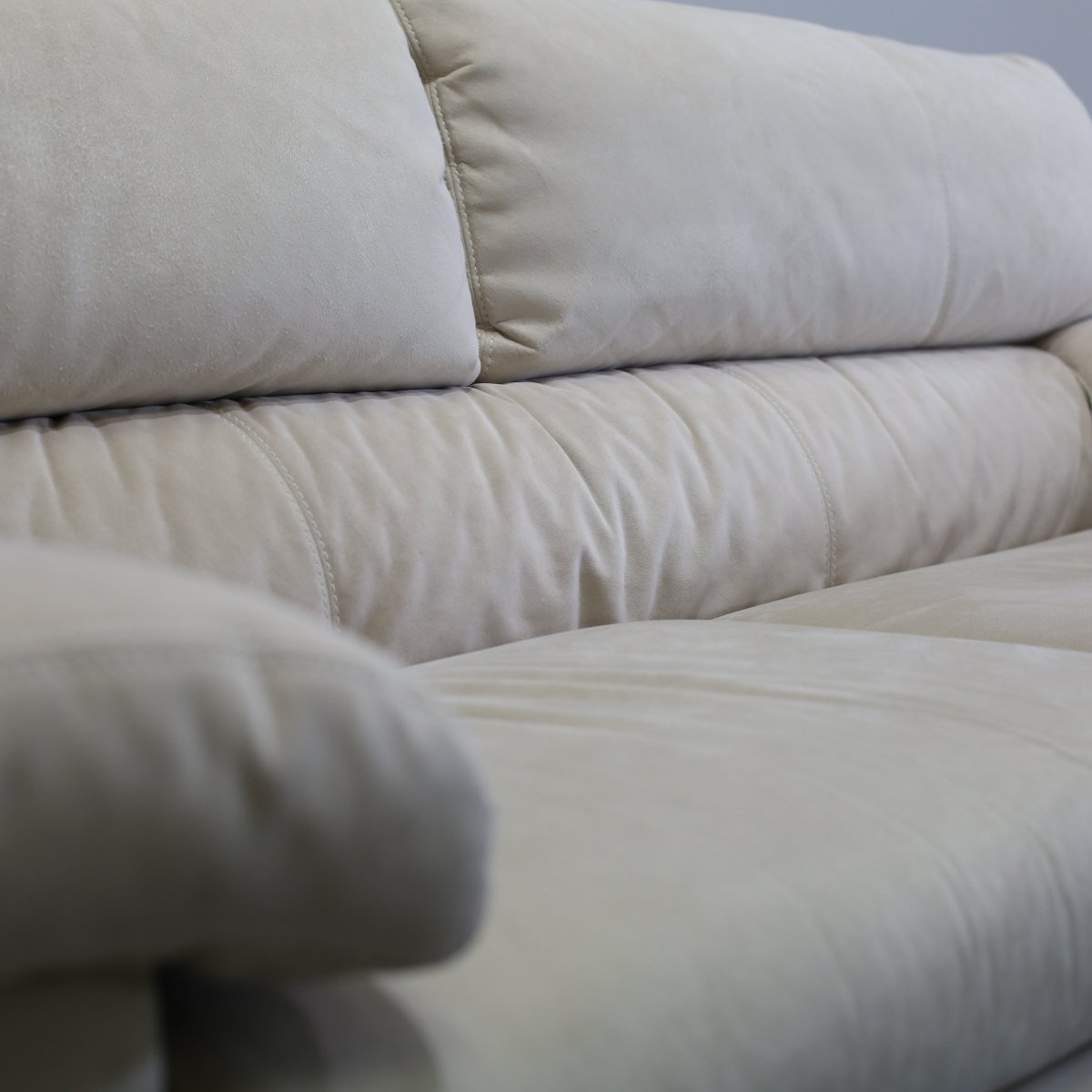 Ligne Roset Cream Suede Three Seater Pallas Sofa by Claude Brisson @ REHAUS