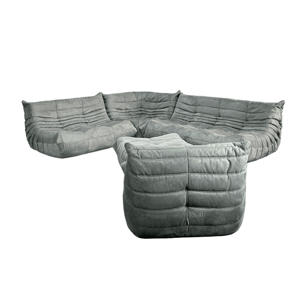 Ligne Roset Grey Togo Five Set by Michel Ducaroy