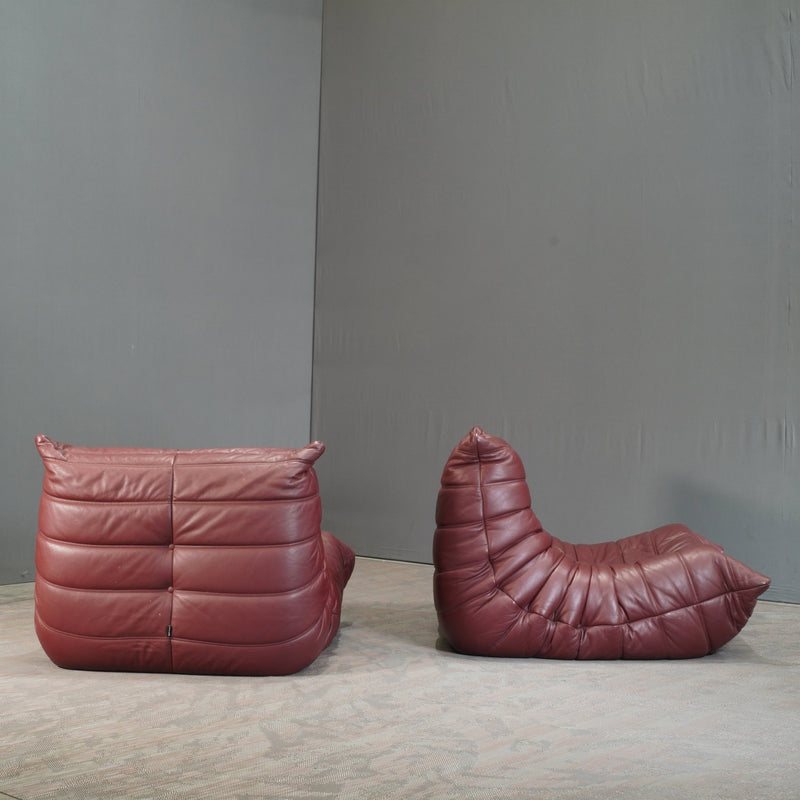 Ligne Roset Leather Burgundy Togo Armchair by Michel Ducaroy @ REHAUS