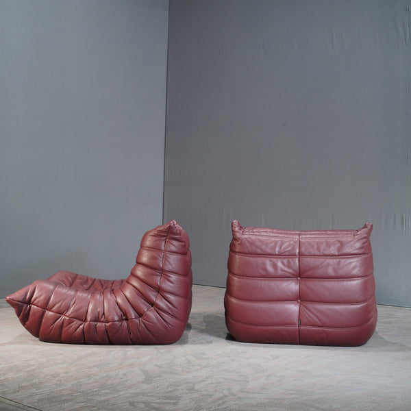 Ligne Roset Leather Burgundy Togo Armchair by Michel Ducaroy @ REHAUS