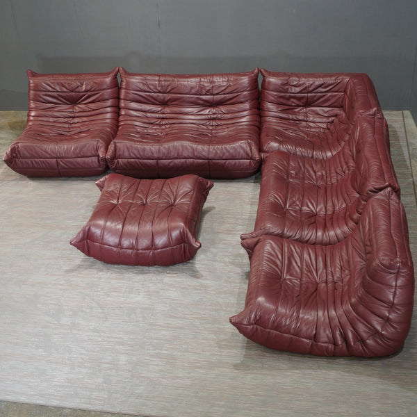 Ligne Roset Leather Burgundy Togo Armchair by Michel Ducaroy @ REHAUS