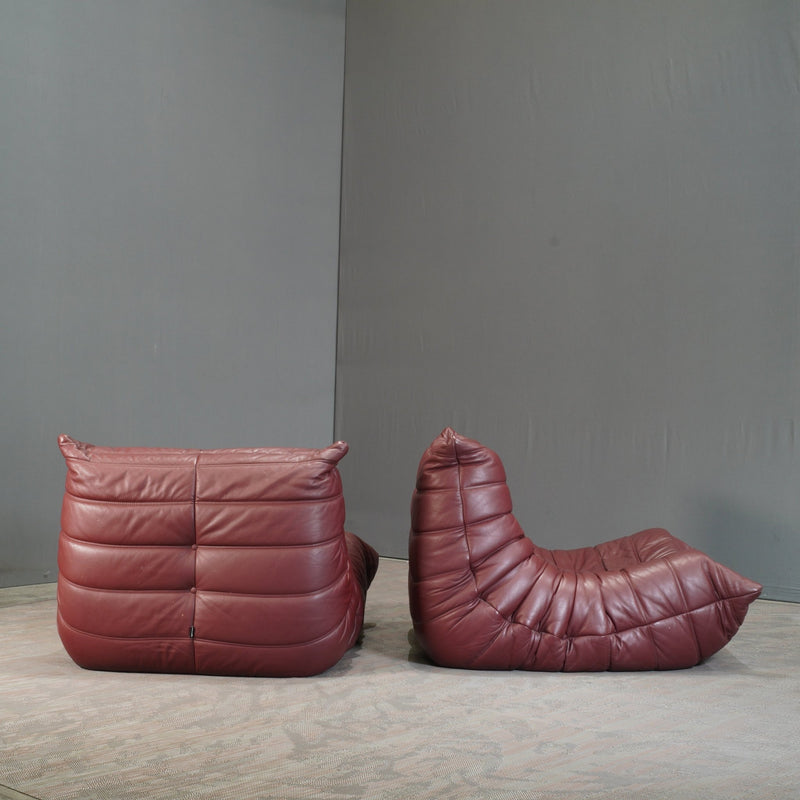 Ligne Roset Leather Burgundy Togo Armchair by Michel Ducaroy @ REHAUS