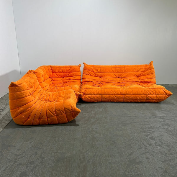 Ligne Roset Orange Togo Three Set by Michel Ducaroy - Corner Togo, Three Seater Sofa and Fireside Armchair @ REHAUS