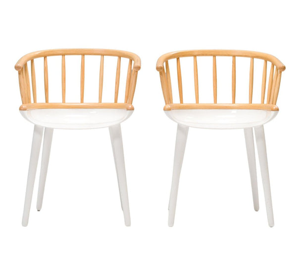 Magis White & Natural Ash Cyborg Stick Dining Chairs, Set of 2 - REHAUS - Marcel Wanders