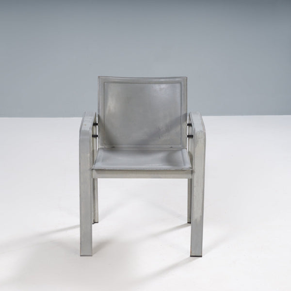 Matteo Grassi Golfo Dei Poeti Grey Leather Dining Chairs, Set of 10 - REHAUS - Jacques Toussaint