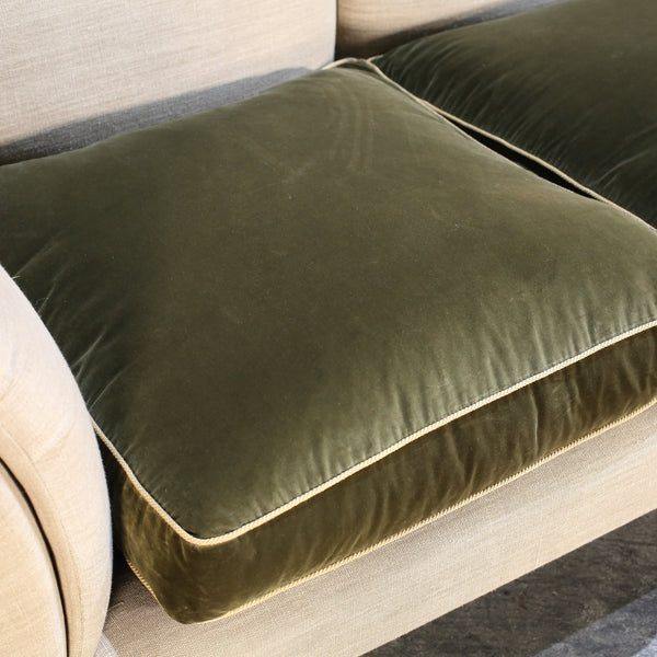 Max Rollitt Dean Green Velvet and Beige Fabric Sofa @ REHAUS