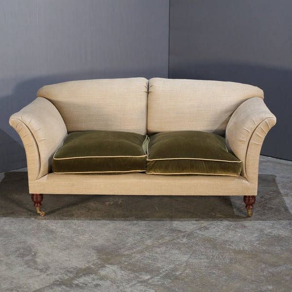 Max Rollitt Dean Green Velvet and Beige Fabric Sofa @ REHAUS