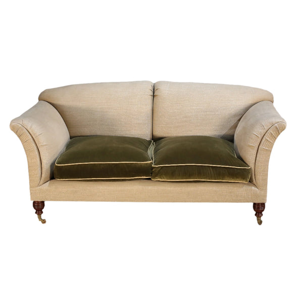 Max Rollitt Dean Green Velvet and Beige Fabric Sofa @ REHAUS