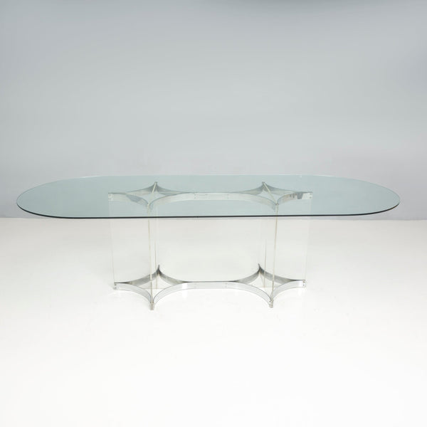 Mid Century Alessandro Albrizzi Large Dining Table, Glass and Chrome - REHAUS - Alessandro Albrizzi