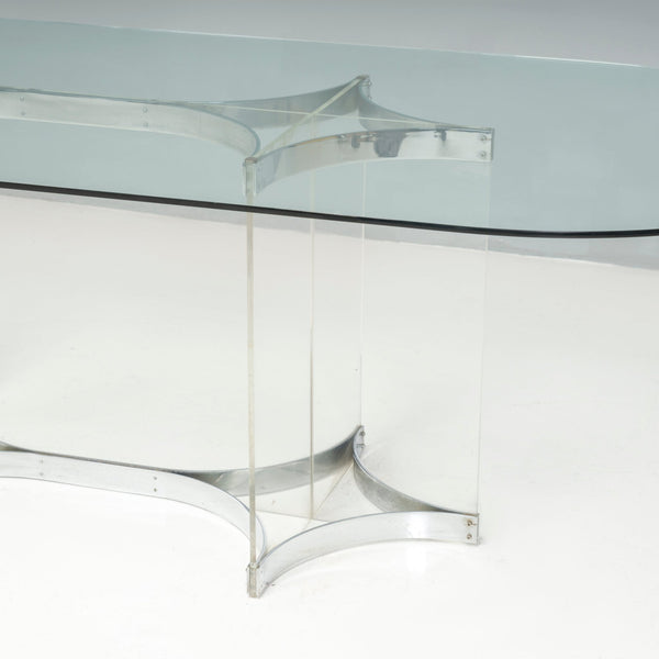 Mid Century Alessandro Albrizzi Large Dining Table, Glass and Chrome - REHAUS - Alessandro Albrizzi