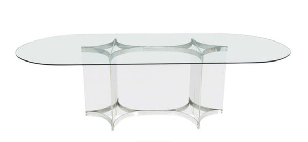 Mid Century Alessandro Albrizzi Large Dining Table, Glass and Chrome - REHAUS - Alessandro Albrizzi