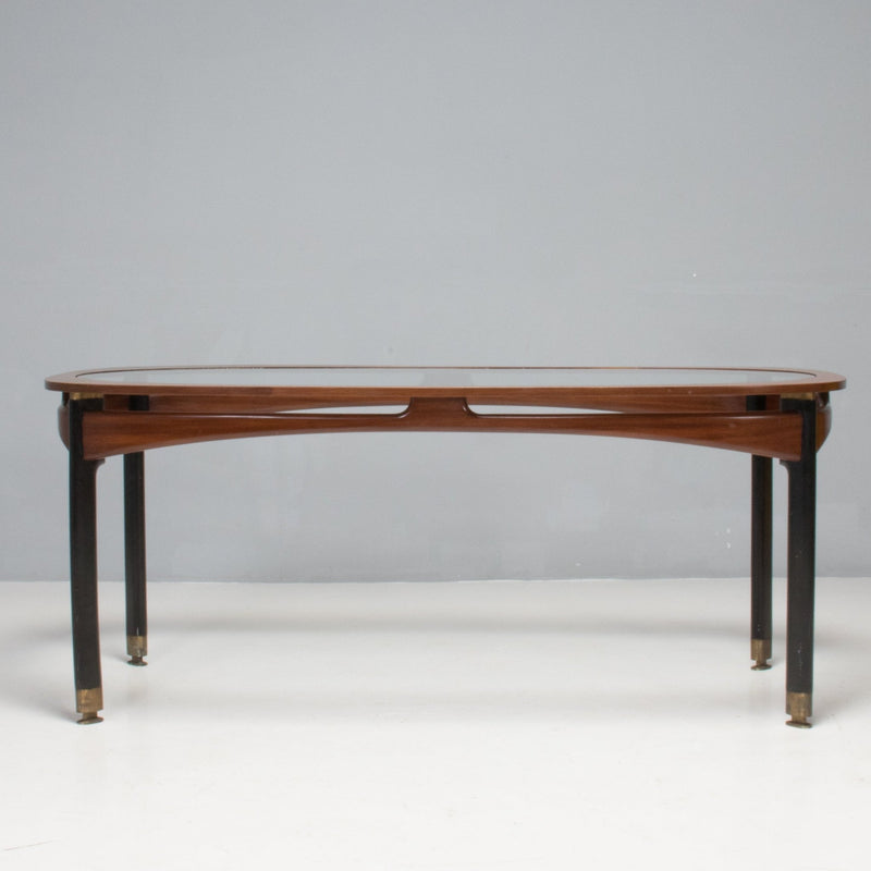 Mid Century Italian Rosewood & Glass Dining Table, 1950s - REHAUS - Italian