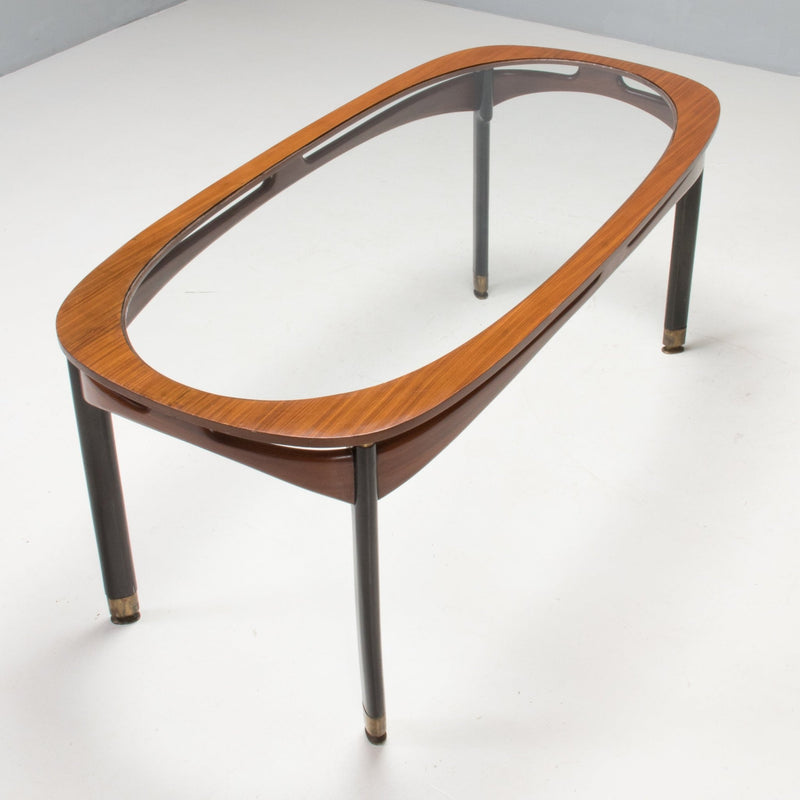 Mid Century Italian Rosewood & Glass Dining Table, 1950s - REHAUS - Italian