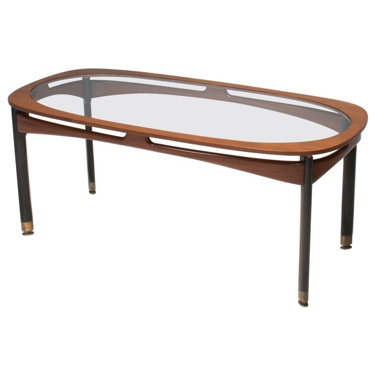 Mid Century Italian Rosewood & Glass Dining Table, 1950s - REHAUS - Italian