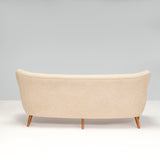 Mid Century Scandinavian Curved Beige & Teak Three Seater Sofa - REHAUS - Kurt Olsen