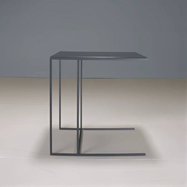 Minotti Leger Black Leather Top Side Table by Rodolfo Dordoni - REHAUS - Minotti