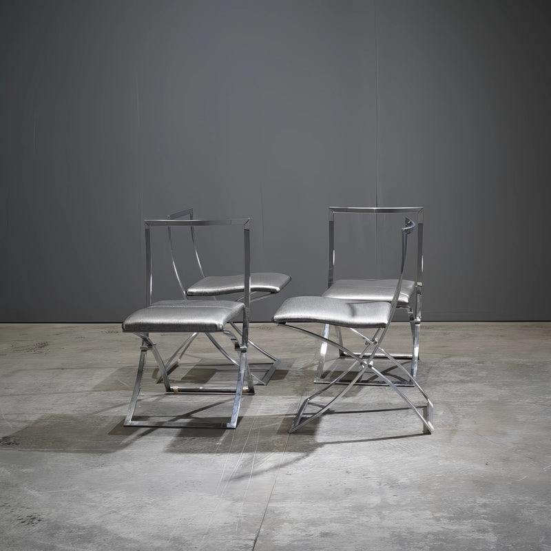 Mobel Italia 1950s Luisa Leather Folding Dining Chairs by Marcello Cuneo - REHAUS - Mobel Italia