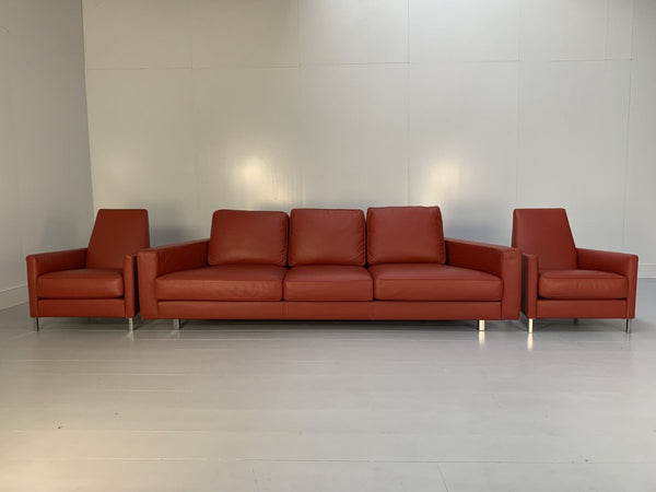 Moroso Hyde Park Sofa & 2 Armchair Suite - In Red Pelle Leather @ REHAUS