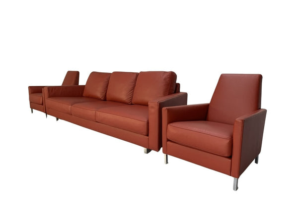 Moroso Hyde Park Sofa & 2 Armchair Suite - In Red Pelle Leather @ REHAUS