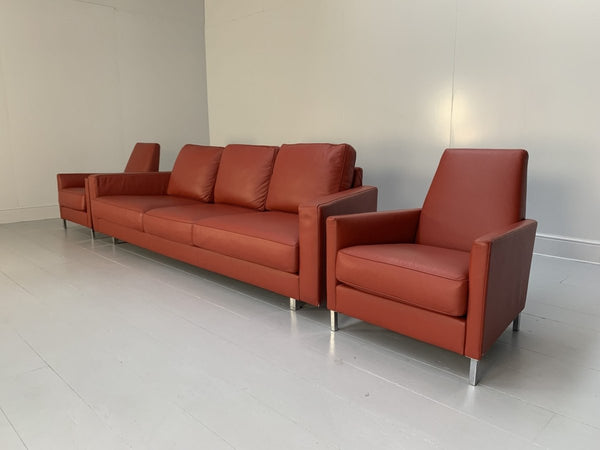 Moroso Hyde Park Sofa & 2 Armchair Suite - In Red Pelle Leather @ REHAUS