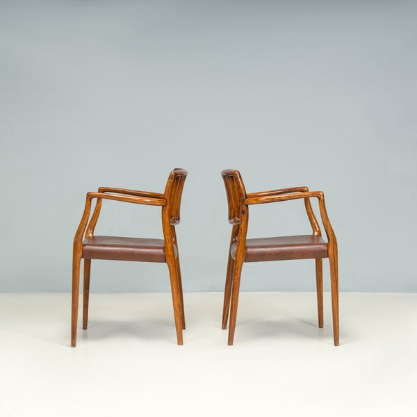 Niels Otto Møller Brown Leather #66 Dining Chairs, Set of 2 - REHAUS - Niels Otto Møller