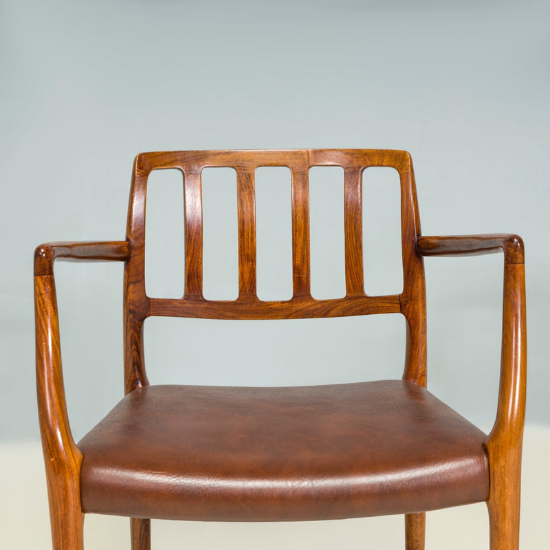 Niels Otto Møller Brown Leather #66 Dining Chairs, Set of 2 - REHAUS - Niels Otto Møller