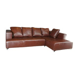 Opium L - Shape Corner Sofa with Chaise in Brown Leather by Didier Gomez - REHAUS - Didier Gomez